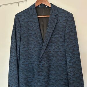 Karl Lagerfeld Men's Blue Camouflage Blazer
